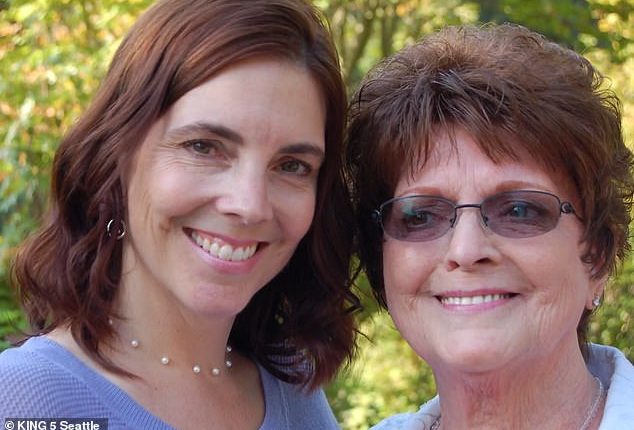 After taking one single bite of a cookie purchased from a Safeway grocery store in Washington, 78-year-old Peggy Bryant died from a severe allergic reaction - and now her family is seeking justice (pictured: on left, Lisa Bishop, Bryant's daughter. On right, Bryant)