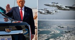Trump gets 8-fighter jet escort as Air Force One arrives in Qatar
