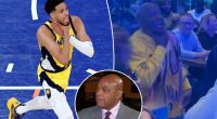 Tyrese Haliburton’s dad shown in wild bar celebration — as Charles Barkley pleads for his mercy
