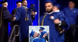 University of Buffalo graduate chased on stage by police while holding infant son during ceremony in chaotic scene