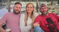 The family of sex trafficking victim Virginia Giuffre have launched an appeal for cash after revealing her multi-million dollar estate could be locked up for years. Pictured are her brothers Sky Roberts (left) and Danny Wilson with Virginia