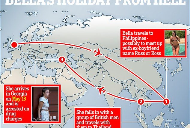 Who is 'Russ'? Mystery over man teenage Brit 'drugs mule' Bella Culley met in the Far East before she was 'caught smuggling cannabis' in Georgia