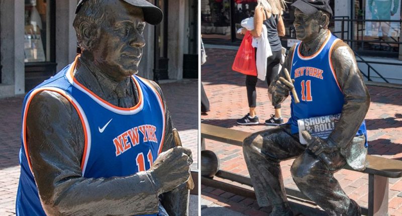 Wicked! Statue of beloved Celtics coach gets Knicks glow-up — thanks to The Post — ahead of Game 5 in Boston