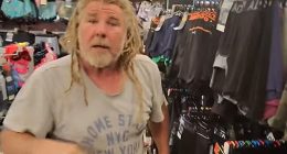 A Kmart customer pictured) confronted a prankster after being tricked into thinking money  had been stolen from him