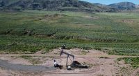 A pumpjack in eastern Utah extracts oil from underground.