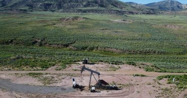 A pumpjack in eastern Utah extracts oil from underground.