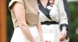 Full of laughter! Princess Eugenie and her mother Sarah Ferguson share a giggle at Ascot