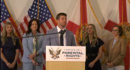 Attorney General James Uthmeier announces the Office of Parental Rights in Jacksonville on April 29, 2025. (Screenshot via Attorney General’s X livestream)