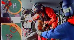 Ailing worker plucked from high-seas oil rig in daring Coast Guard rescue: video