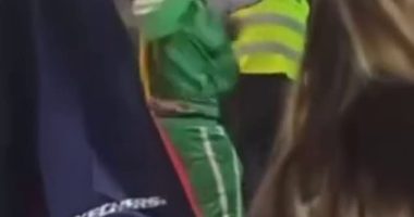 The bus driver appeared to be punched in the face by the man in the green jumpsuit (pictured)