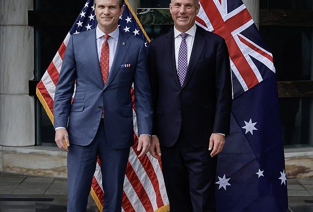 US Defence Secretary Pete Hegseth (left) met with Australian Defence Minister Richard Marles and discussed Australia increasing its military budget