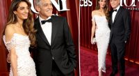 Amal Clooney piles on pearls to join George on Tony Awards 2025 red carpet