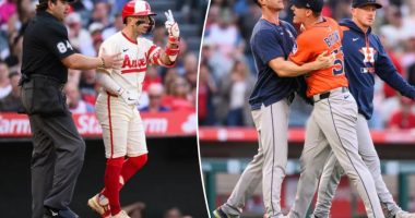 Angels, Astros clear benches in wild scene after beaning