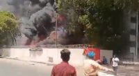 Shocking new footage taken just outside the medical college the plane crashed into showed him calmly walking away as an inferno raged just a few metres behind him