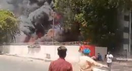 Shocking new footage taken just outside the medical college the plane crashed into showed him calmly walking away as an inferno raged just a few metres behind him
