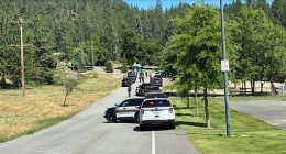Police officers and firefighters who responded to the scene of a brush fire in Coeur d'Alene, Idaho were shot at on Sunday afternoon