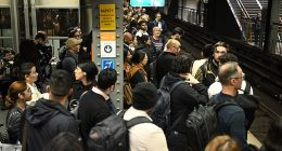 An outraged commuter has slammed Sydney 's public transport system after she spent two and a half hours getting home due to cancellations (pictured, crowds at Town Hall Station)