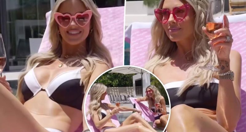 Blond bombshells Heather Rae Young and Christina Haack make a splash in bikinis for poolside shoot