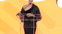 Charlize Theron eviscerated Jeff Bezos and Lauren Sanchez's wedding extravaganza at her charity event Block Party on Saturday night; pictured at her Saturday event