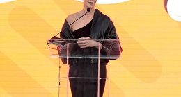 Charlize Theron eviscerated Jeff Bezos and Lauren Sanchez's wedding extravaganza at her charity event Block Party on Saturday night; pictured at her Saturday event