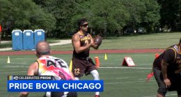 Chicago Pride Bowl LGBTQ+ flag football tournament held at Montrose Beach