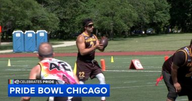 Chicago Pride Bowl LGBTQ+ flag football tournament held at Montrose Beach