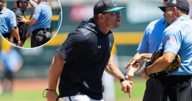 Coastal Carolina head coach ejected in first inning of CWS championship elimination game