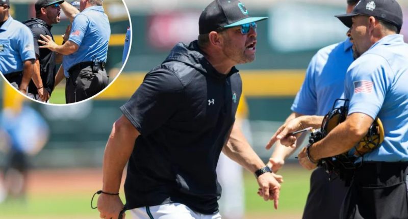 Coastal Carolina head coach ejected in first inning of CWS championship elimination game