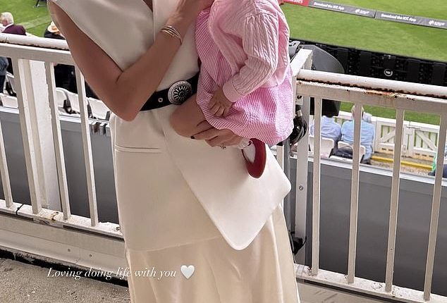 Emma Lyon showed off her expensive tastes in an Instagram post (pictured) with her daughter as she watched husband Nathan play at London's famous Lord's ground on Wednesday