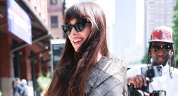 Dakota Johnson rocks totally see-through dress and flashes a smile after split from fiance Chris Martin