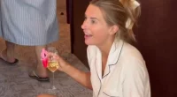 Dani Dyer shares behind-the-scenes snaps of her wedding morning as she sips champagne and clutches a vape