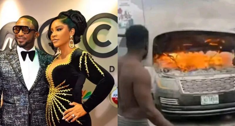 Darey Art Alade And Deola Survive Frightening Car Fire Outbreak