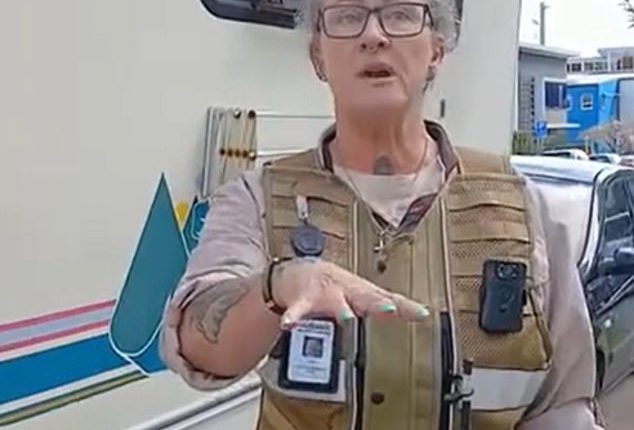 City of Gold Coast worker Helen (pictured) told the dog owner there had been a complaint about her pet, which was tied to a tree outside a motorhome