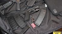 Manhattan federal prosecutors released a trove of pictures on Thursday, which were entered  as exhibits in Sean 'Diddy' Combs ongoing criminal trial. Pictured above are some of the weapons found at the rap mogul's Los Angeles mansion