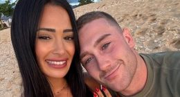 Nikki Saroukos, 25, is pictured alongside her husband whom she had planned to visit before she was detained and deported back to Australia over the weekend