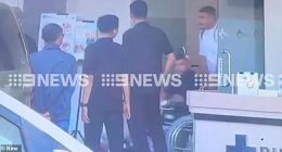 Sanar Ghanim was seen leaving Kuta's BIMC Hospital in a wheelchair (pictured) on Sunday