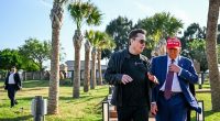 HAPPIER TIMES: Elon Musk (left) and President Donald Trump (right) got in a very public fight on Thursday less than a year after Musk endorsed Trump and funded his 2024 reelection fight