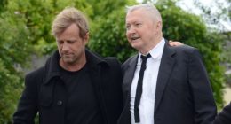 Emotional scenes as Westlife stars turn up to support Louis Walsh as he pays final farewell to mum after health battle