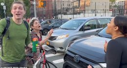 A pair of entitled anti-ICE protesters blocking New York City traffic refused to move out of the way so a pleading mother could get to work
