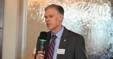 Roger Handberg during his last appearance at Flagler Tiger Bay Club in September, when he was still U.S. Attorney. (© FlaglerLive)
