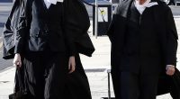 Patterson's barristers Sophie Stafford and Colin Mandy enter the court on Wednesday
