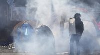 PORTLAND, OREGON: Tear gas surround tents outside the U.S. Immigration and Customs building during a protest in Portland, Oregon on Saturday