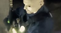 Terrifying new images show the suspect behind Saturday's ‘politically motivated assassinations’ wearing a creepy Halloween-style mask while launching his killing spree