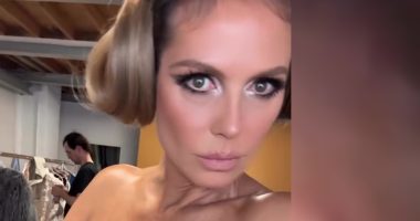 Heidi Klum goes totally topless in just nude tights for new selfie video as she gets ready backstage of Loreal ad