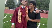 Pia posted a snap on Thursday of Lennox (left) blowing out a cloud of smoke while posing for a picture with his brother Isaiah (right)