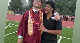 Pia posted a snap on Thursday of Lennox (left) blowing out a cloud of smoke while posing for a picture with his brother Isaiah (right)