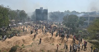 A view of the site where a plane crashed shortly after takeoff from Sardar Vallabhbhai Patel International Airport in India's western state of Gujarat on June 12th