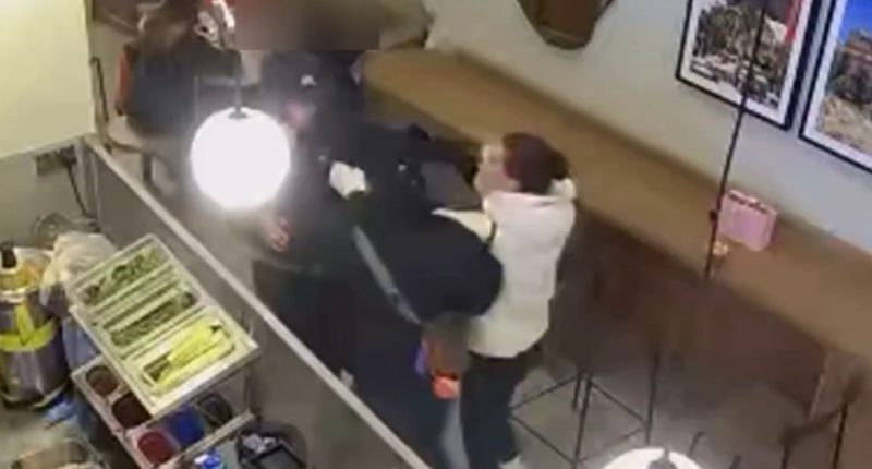 Incredible moment Bridgerton star FIGHTS thief who took her phone before tackling him to cafe floor & grabbing it back