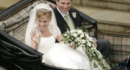 Peter Phillips and his new wife Autumn Kelly during their wedding day in May 2008. Hello! were given exclusive rights to picture most of the ceremony including inside the chapel