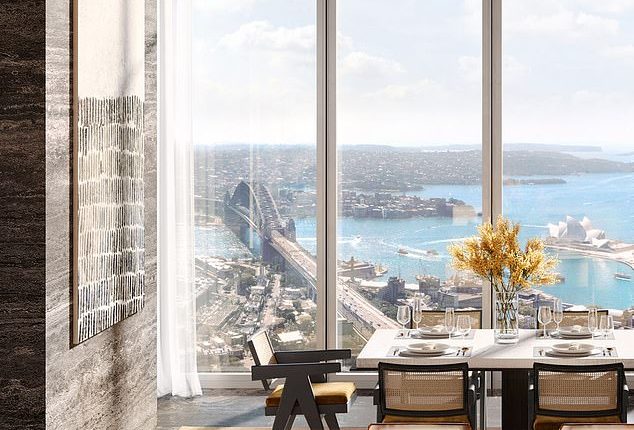Pictured is an artist's impression of the three-storey penthouse at One Sydney Harbour in Barangaroo purchased for $141.55million by multimillionaire Yan Zhang